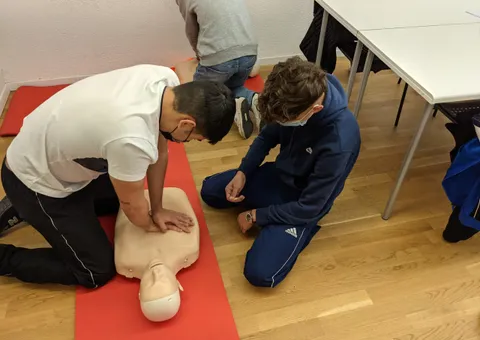 CPR training on a manikin
